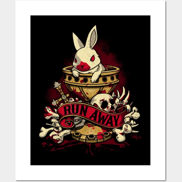 Run Away - Deadly Cute Geek Movie Rabbit Wall Art by Snouleaf